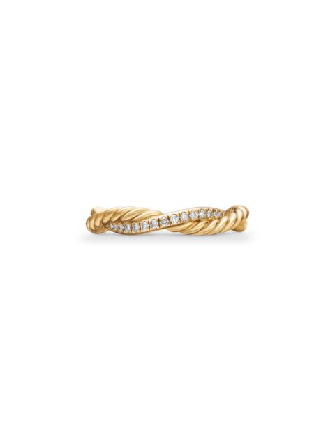 DAVID YURMAN David Yurman Petite Infinity Twisted Ring in 18K Yellow Gold with Pavé Diamonds at Nordstrom
