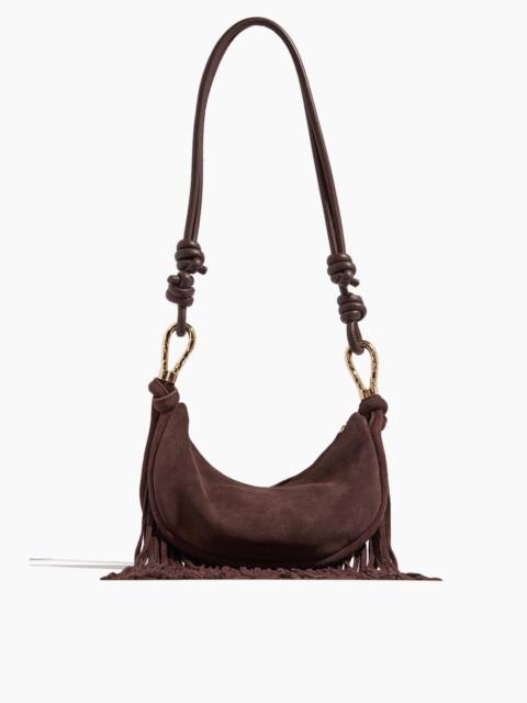 SIMKHAI Avery Fringe Suede Crossbody Bag in Cacao