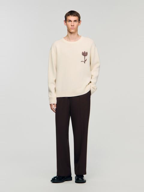 Sandro WOOL SWEATER WITH FLOWER DETAIL