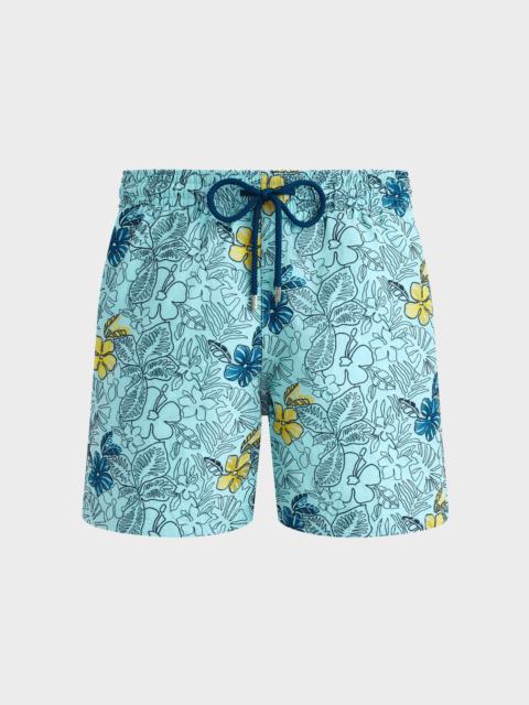 Vilebrequin Men Swim Trunks Embroidered Flowers - Limited Edition