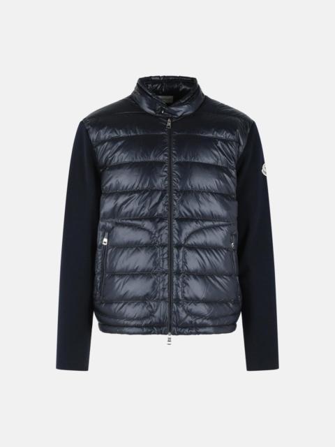 Moncler PADDED VIRGIN WOOL CRDIGAN WITH ZIP NAVY BLUE