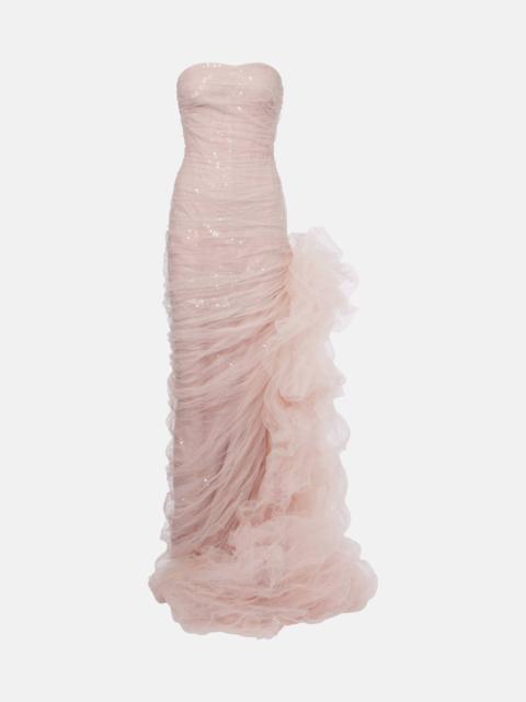MARMAR HALIM Sequined ruffled tulle gown