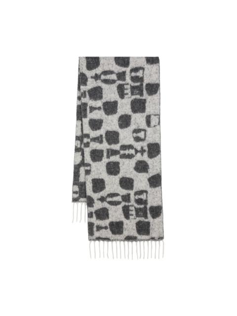 HENRIK VIBSKOV chess pieces-jacquard wool scarf