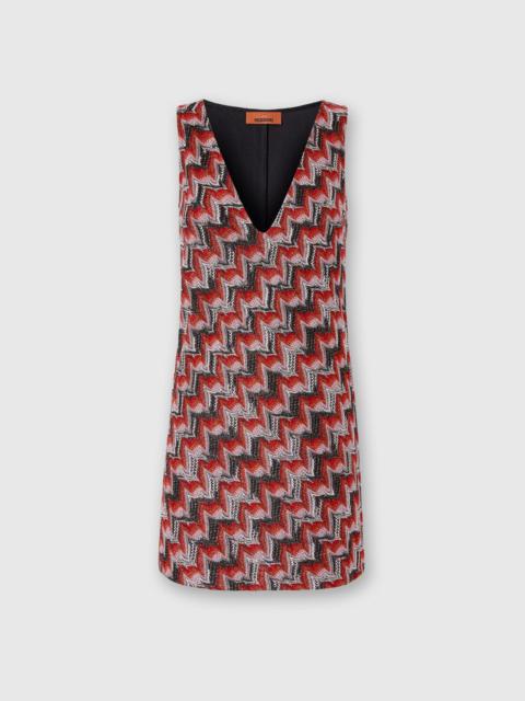 Missoni Mini Dress with V-Neck and Embroidered Lace