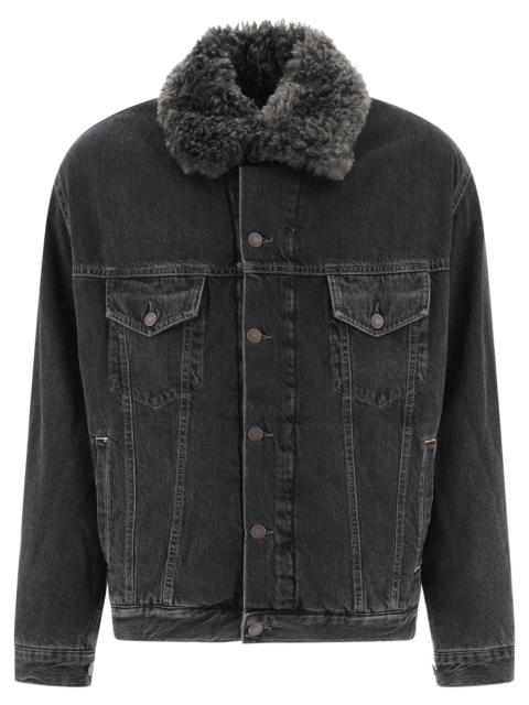 Acne Studios Lined Denim Jacket With Faux-fur Collar