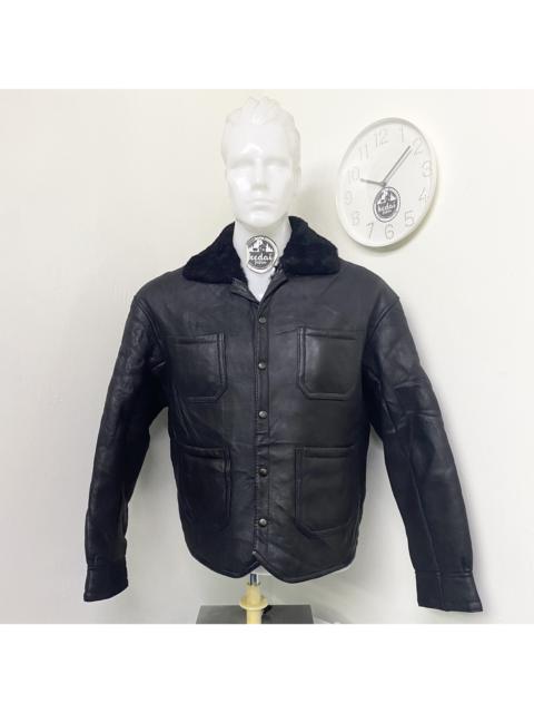 Other Designers Designer - VTG MASSINI LEATHER SHERPA FLEECE LINED JACKET