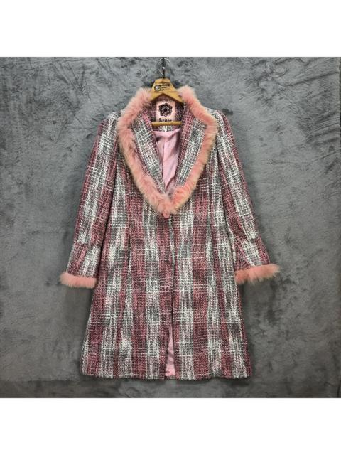 Other Designers Designer - MOST STYLISH FOX FUR LINED PINKY WOOL LONG COAT #5583-199