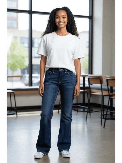 Other Designers True Religion - RARE💎JOEY BIG T Gem Button Stretch Denim Flare Low Rise USA