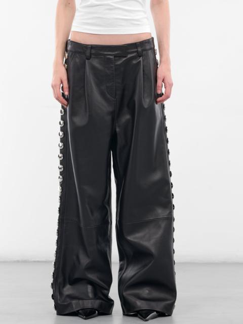 VAQUERA Black Leather Studded Wide Trousers