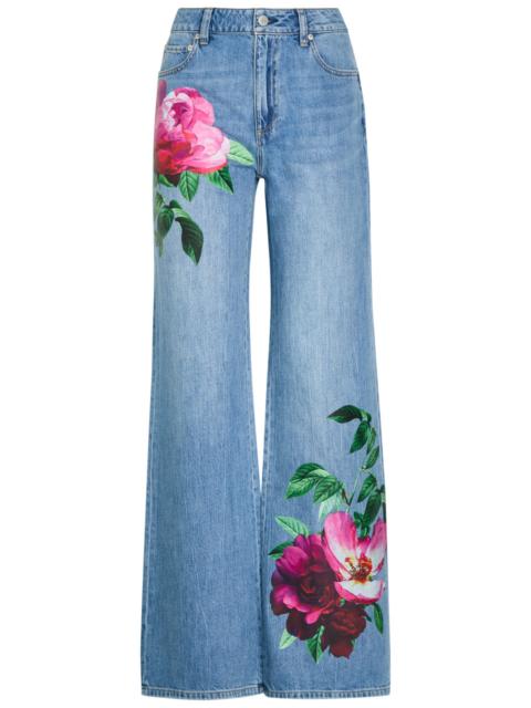 Alice + Olivia Alice + Olivia Chic Floral-print Straight-leg Jeans