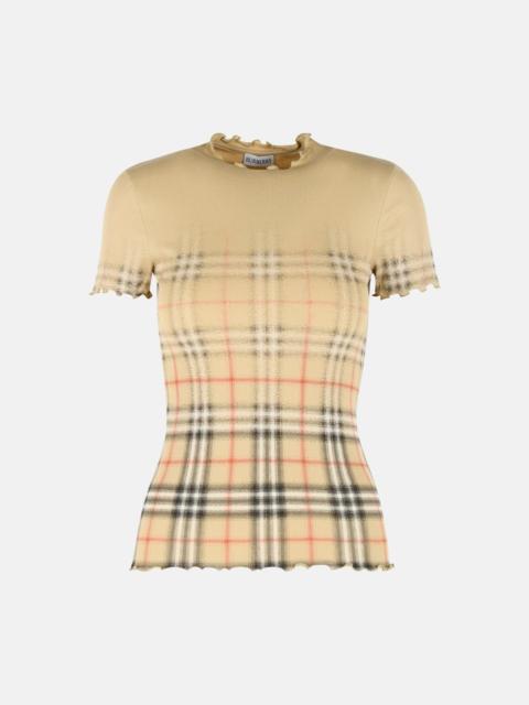 Burberry 'LETTY' STRETCH COTTON SWEATER WITH SAND BEIGE 'CHECK' SHADED