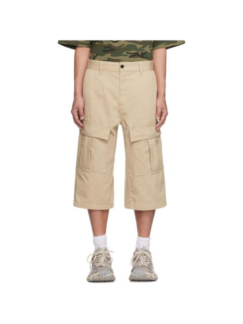 We11done Beige Cargo Chino Shorts