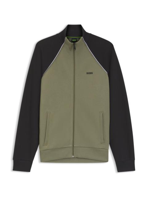 BOSS CONTRAST-PIPING SWEATSHIRT IN A COTTON BLEND