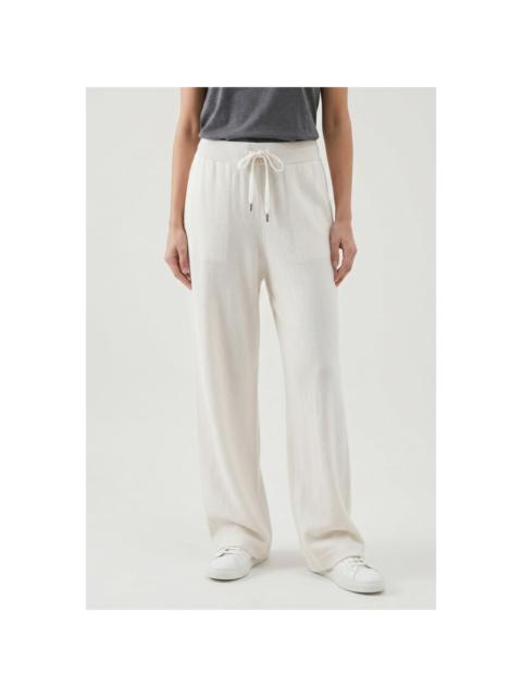 Brunello Cucinelli Brunello Cucinelli Wooff White Wool Silk Wide Trousers
