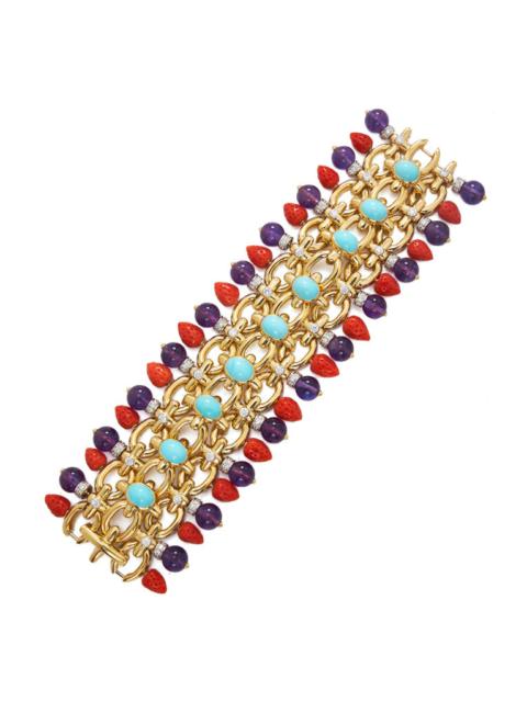 DAVID WEBB Amethyst Coral Couture Brocade Braclet