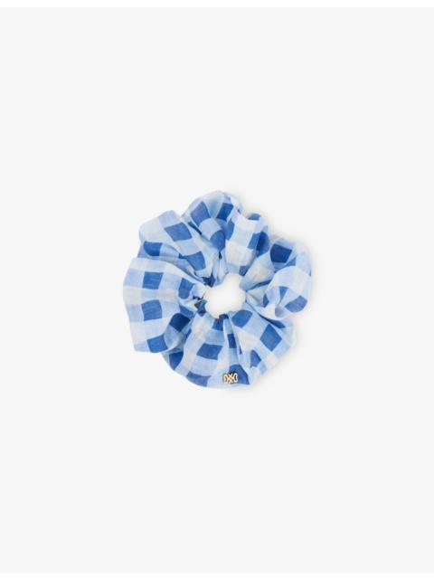 Sandro Gingham-Print Linen-Blend Scrunchie