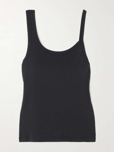 Asymmetric ribbed organic cotton-jersey tank