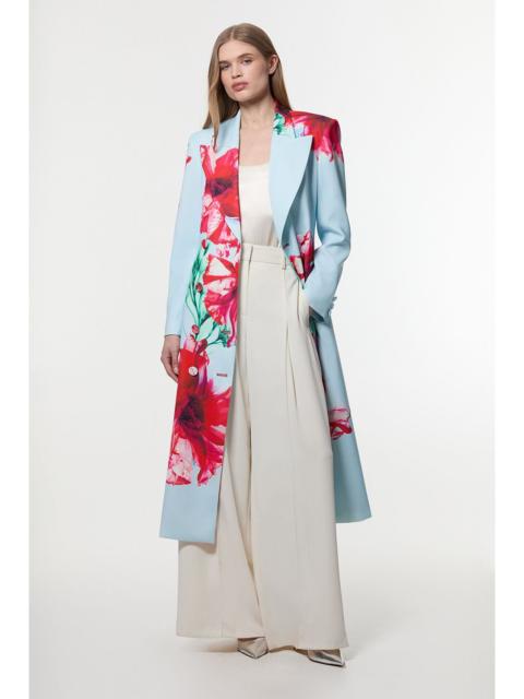 KAREN MILLEN Tailored Crepe Placed Floral Full Skirted Tailored Double Breasted Jacket