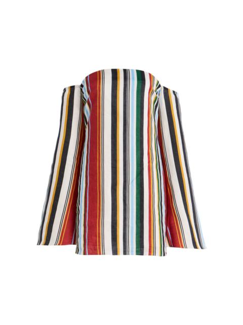 CALA de la CRUZ Exclusive Camille Off-The-Shoulder Striped Linen Mini Dress multi