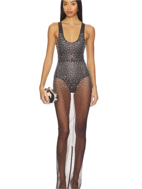 ALEX PERRY Crystal Mesh Column Dress
