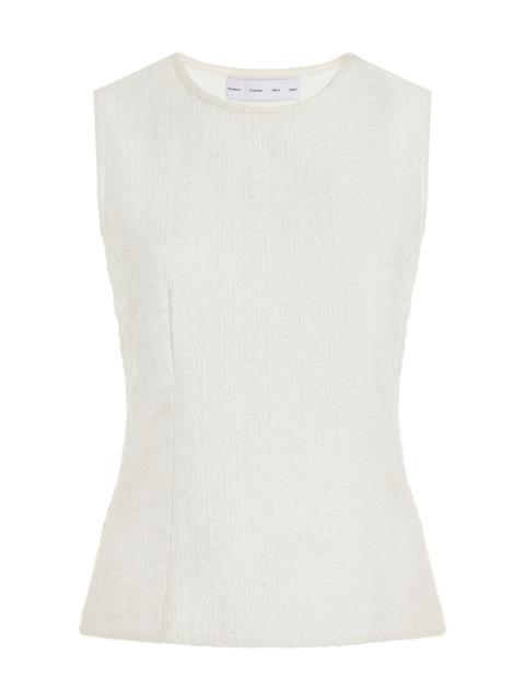 Proenza Schouler Hazel Cotton-Tweed Top ivory