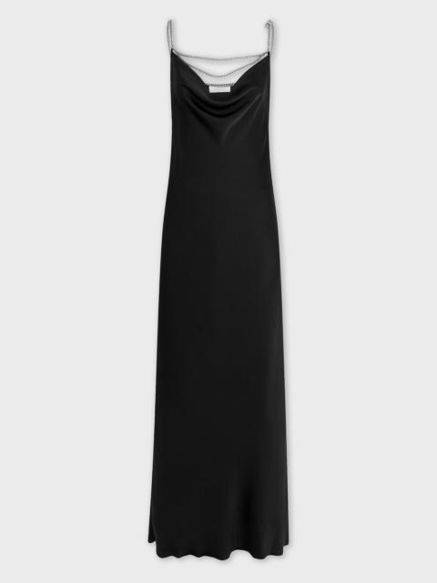rabanne LONG SATIN DRESS WITH CHAIN DETAILS