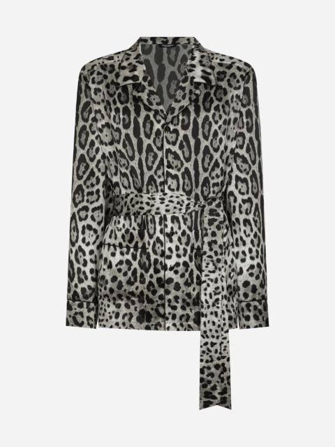 Dolce & Gabbana Leopard-print satin robe