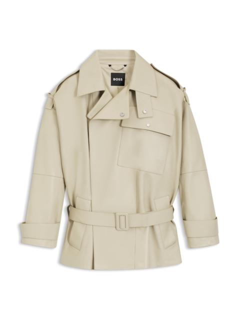 BOSS SHORT TRENCH COAT IN LEATHER