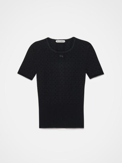 JW Anderson KNITTED POINTELLE T-SHIRT IN BLACK