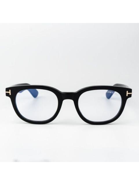 TOM FORD Tom Ford Men Eyeglasses Shiny Black Clear Blue Light Block Round FT5807-B/O 001