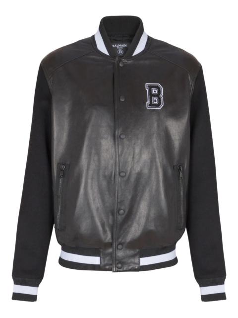 Balmain Leatherwool Varsity Jacket