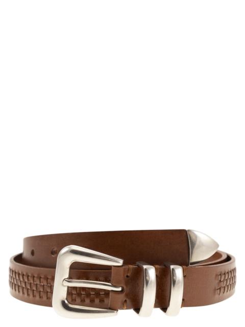 Brunello Cucinelli Brunello Cucinelli Men Calfskin Belt With Woven Decoration