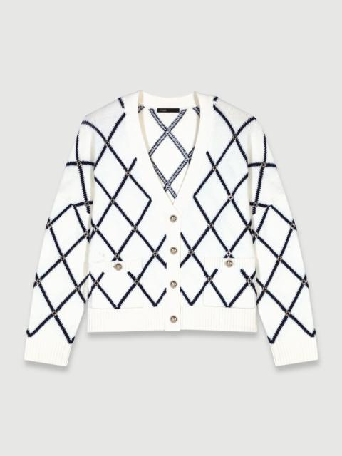 maje Diamond pattern knitted cardigan