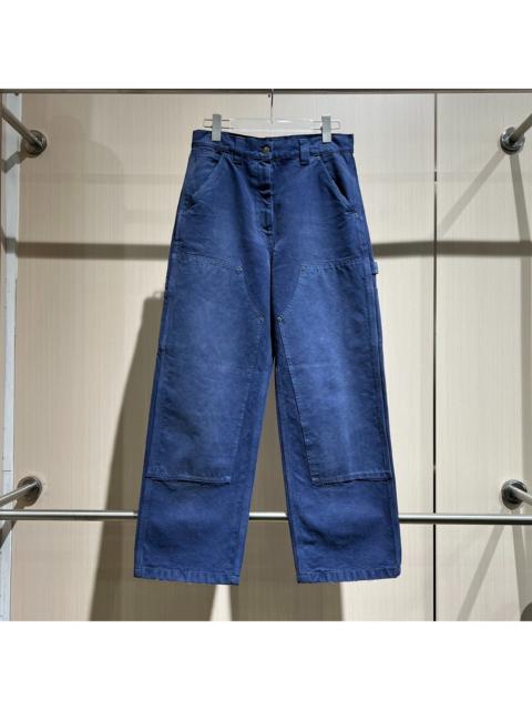 Prada Prada SS25 Washed Blue Workwear Trousers with Triangle Leather Logo