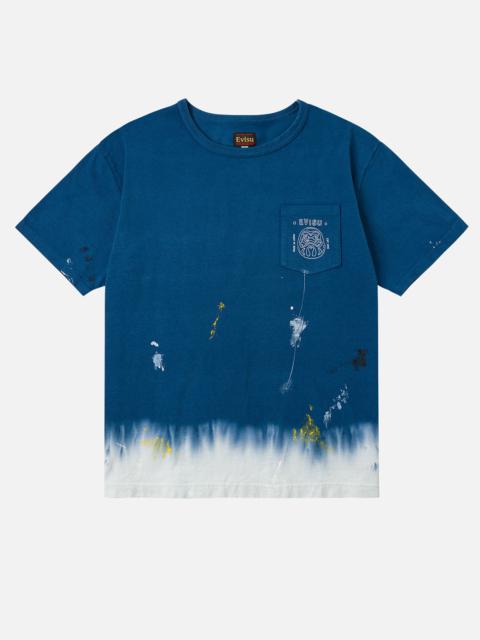 EVISU Daruma and Logo Embroidery Regular Fit Dip dyeing T-shirt
