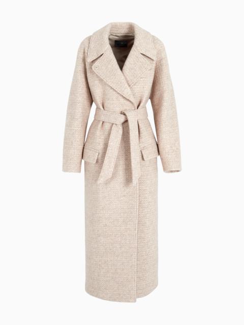 EMPORIO ARMANI Icon long, mélange wool-blend cloth, double-breasted coat