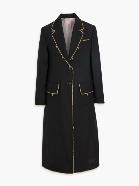 Thom Browne Bead-embellished grain de poudre wool coat