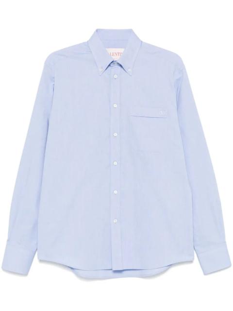 Valentino Valentino Garavani Men Cotton Oxford Shirt With Vlogo Embroidery