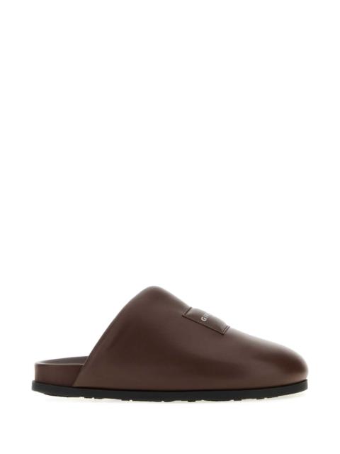 Givenchy Givenchy Men Chocolate Leather Slippers