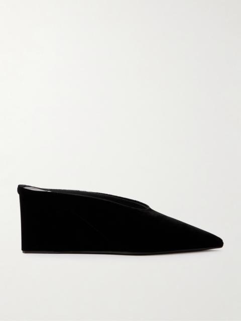 Alaïa 75 Velvet Wedge Mules