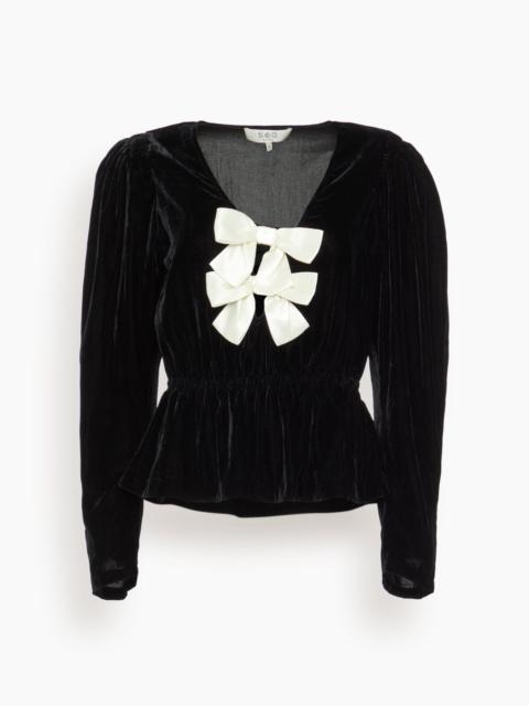 Sea Seraphine Velvet Long Sleeve Top in Black