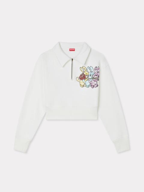 KENZO 'KENZO Cartoon' embroidered cropped polo sweatshirt in cotton