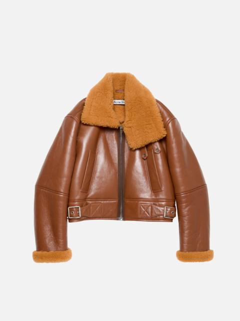Acne Studios Shearling biker jacket - Rust brown