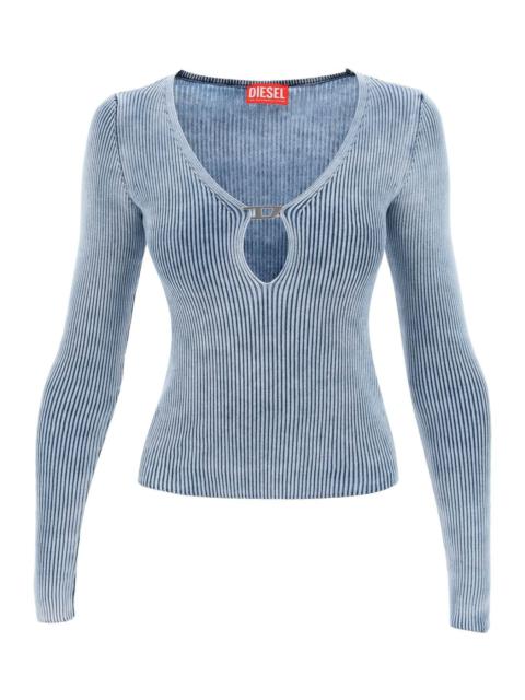 Diesel M Teri Ribbed Sweater With Logo Plaque