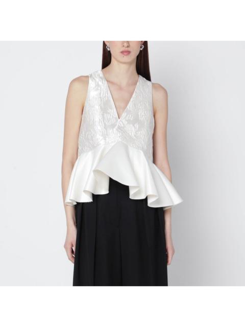 GANNI Ganni Ivory Satin Peplum Top Women