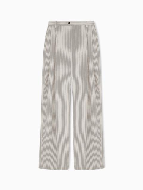 EMPORIO ARMANI ICON STRIPED FLUID CRÊPE DARTED TROUSERS