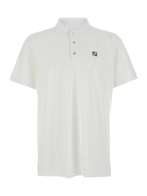 FENDI Fendi Men T-Shirt 'Piquet' White With Round Neck And Logo On The Front In Cotton For Men