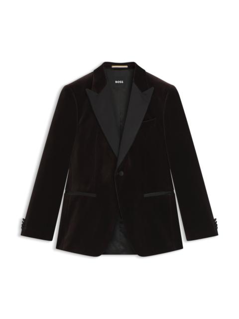 BOSS SLIM-FIT TUXEDO JACKET IN COTTON VELVET