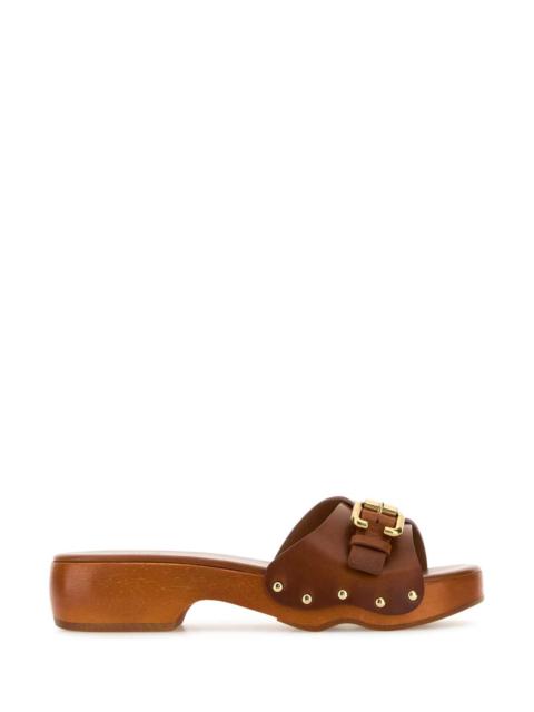 Chloé Chloe Women Caramel Leather Jeanette Clogs