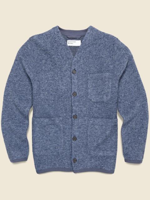 Universal Works Wool Fleece Cardigan - Slate Blue